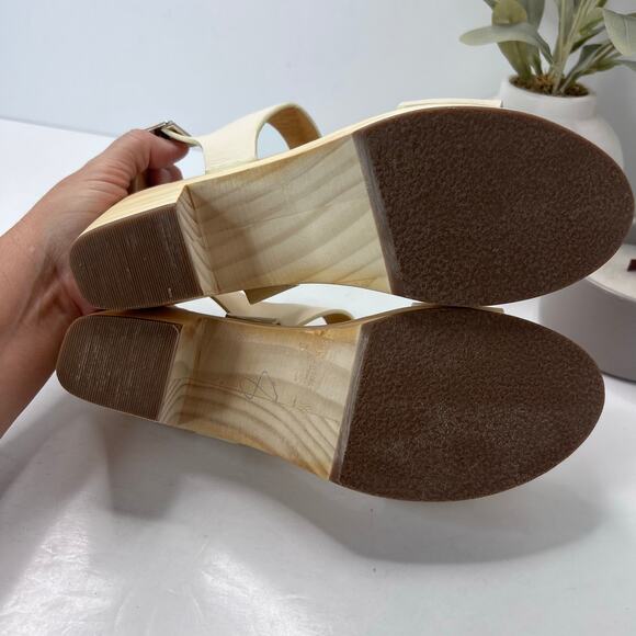 Nisolo All Day Open Toe Clog Platform Chunky Wood Heel Brandy Women's 8.5 FLAW - Picture 7 of 13